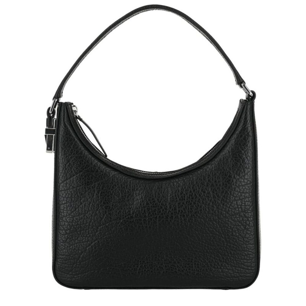 By Far Rhea Large Grain Leather Shoulder Bag, Black
